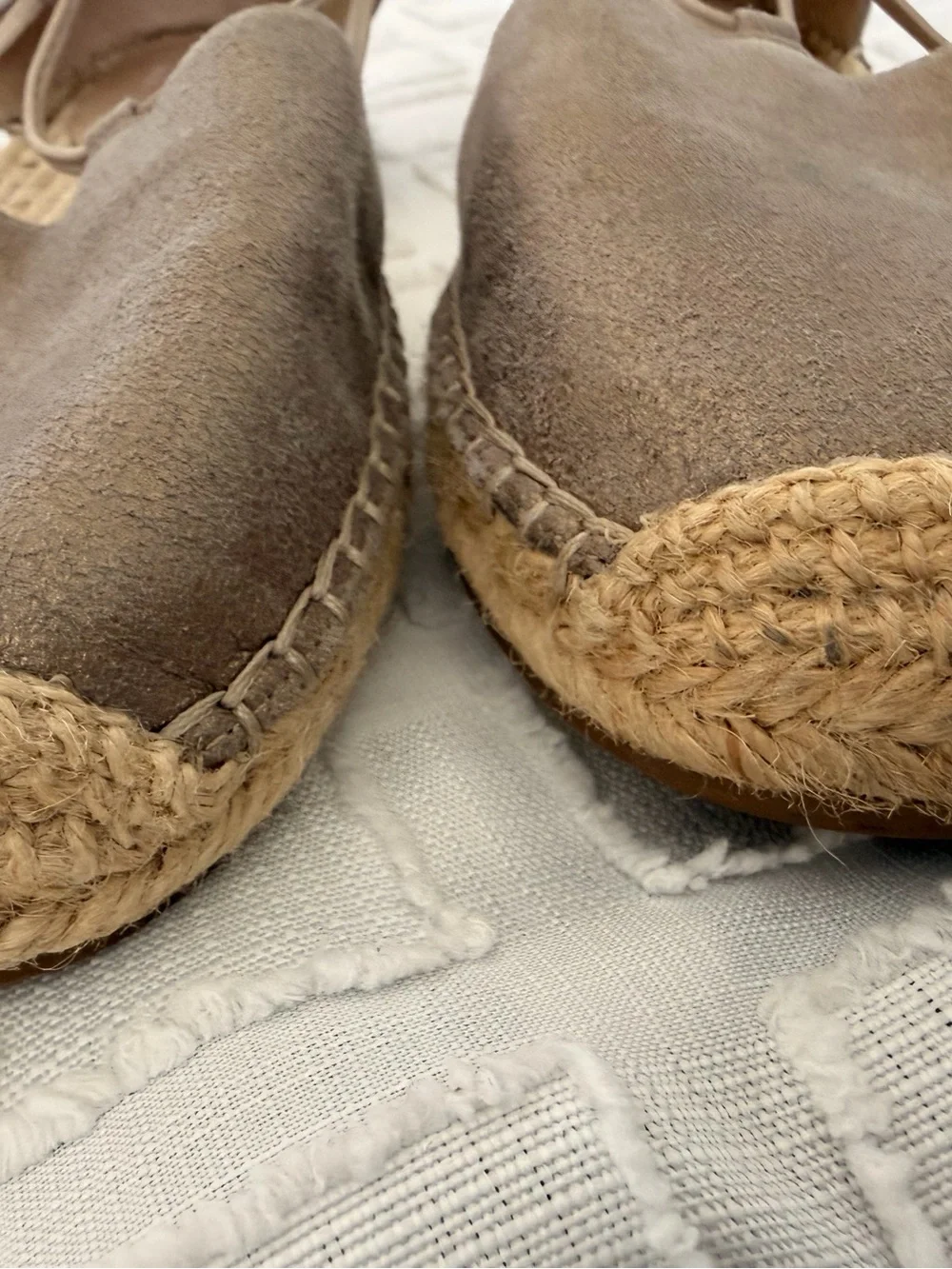 Eileen Fisher Lee Metallic Suede Espadrille Leather Flat Sandals Shoes Size 7.5